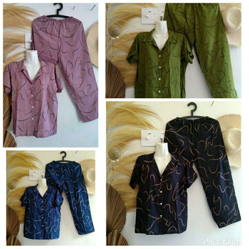 one set kerah motif cacing standar