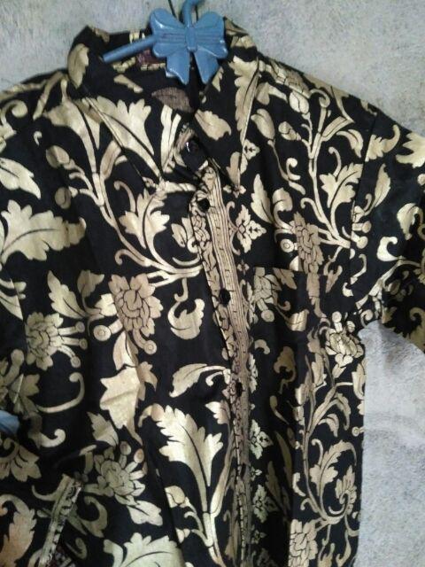 Hem Kemeja Anak Batik Prada Bakung Hitam Gold Couple Family Keluarga