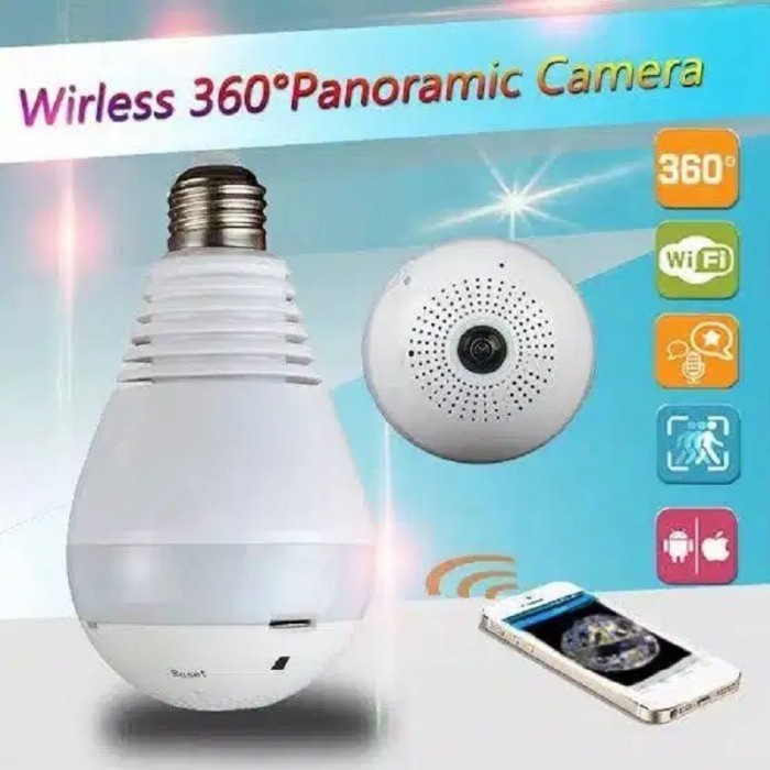 CCTV Wifi Panoramic 360 derajat 1080P Lampu IP Kamera CCTV 3D VR V200
