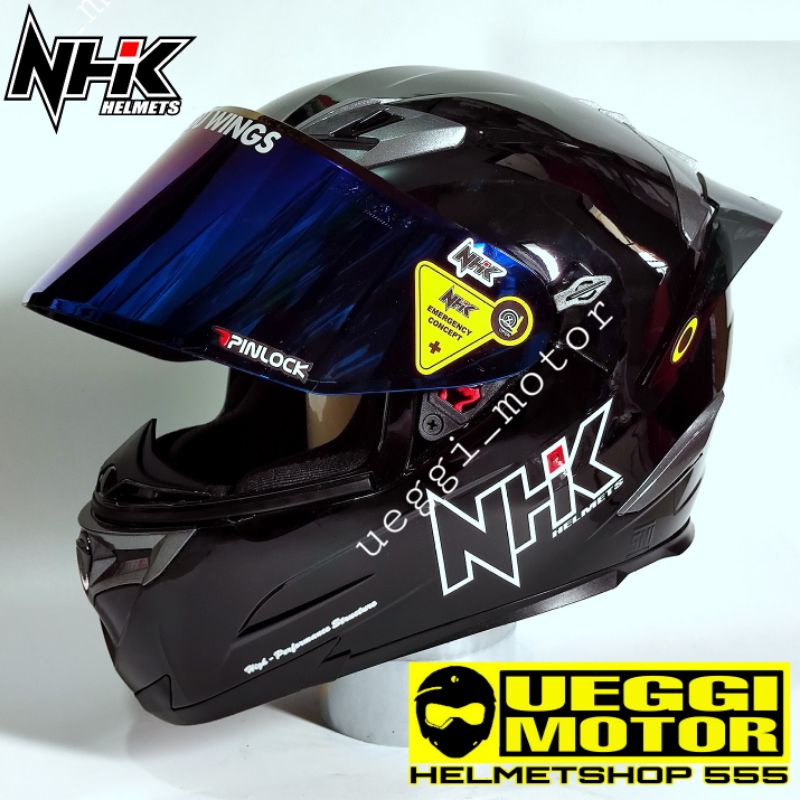 Helm Nhk rx9 fullface flat visor iradium solid Redbull-Black metalic