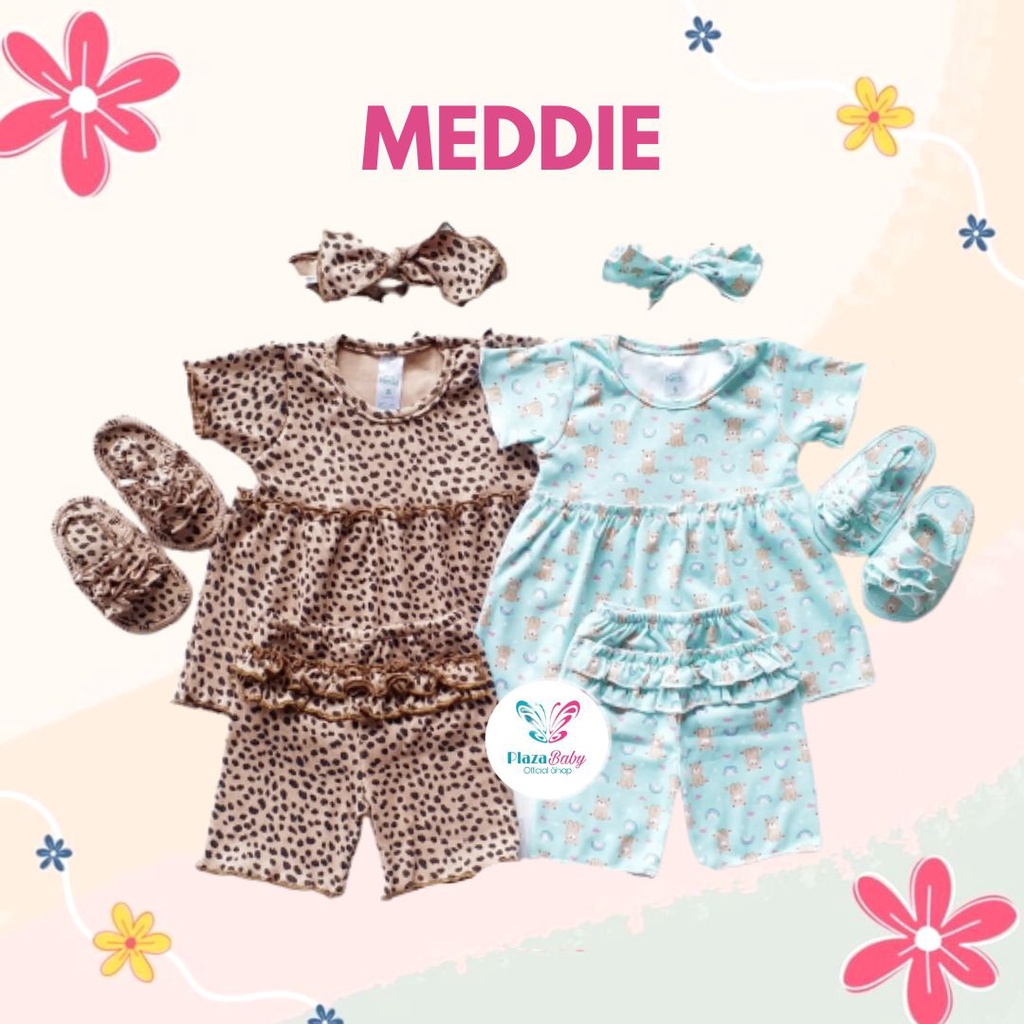 Plazababyku MX MEDDIE SET SANDAL setelan bayi motif bunga yang lucu free headband + sandal PART2