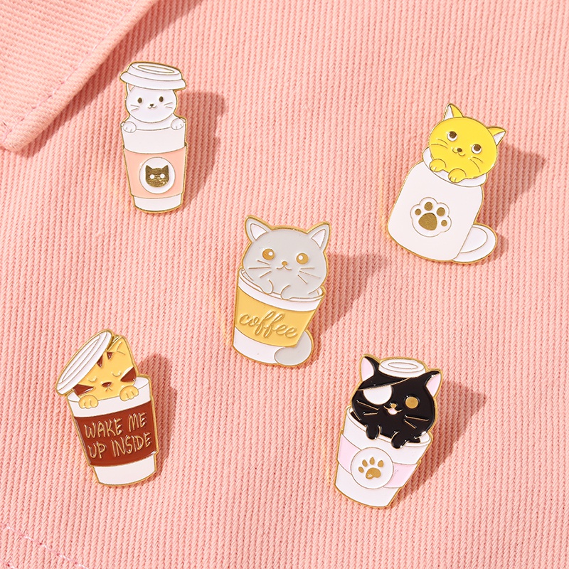 Pin Bros Lencana Enamel Bentuk Kartun Hewan Kucing Untuk Hadiah Teman