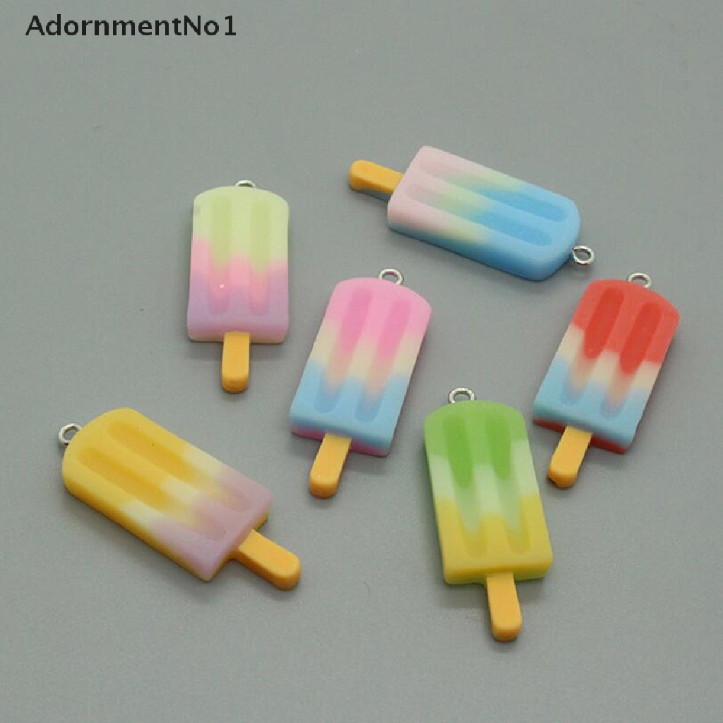 (AdornmentNo1) 10pcs / Set Liontin Es Krim Mini Bahan Resin Warna-Warni Untuk DIY Perhiasan / Craft