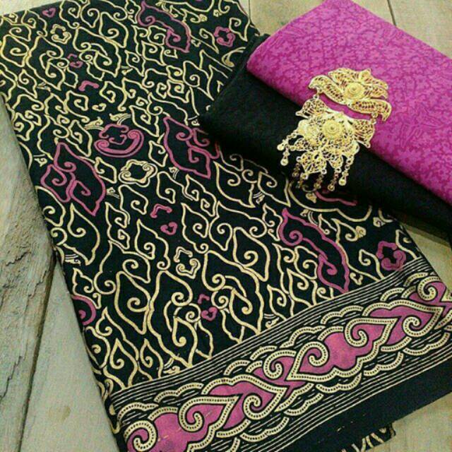 Batik setelan kain batik embos pink motif HC05