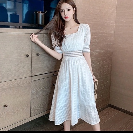 DRESS KOREA KEKINIAN TERMURAH TERLARIS - SALOVA PREMIUM KOREAN STYLE FLORAL VINTAGE MIDI DRESS MATER