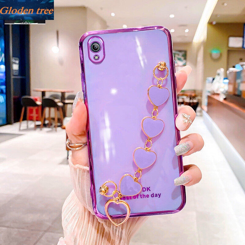 Case Pelindung Kamera Anti Jatuh Motif Pohon Emas Dengan Gelang Hati Untuk Vivo Y91C Y1S