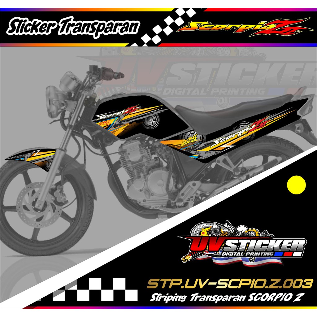 Stiker / Sticker Striping Variasi Motor SCORPIO Z Stiker Motor Variasi Transapran / UV Thailook 003