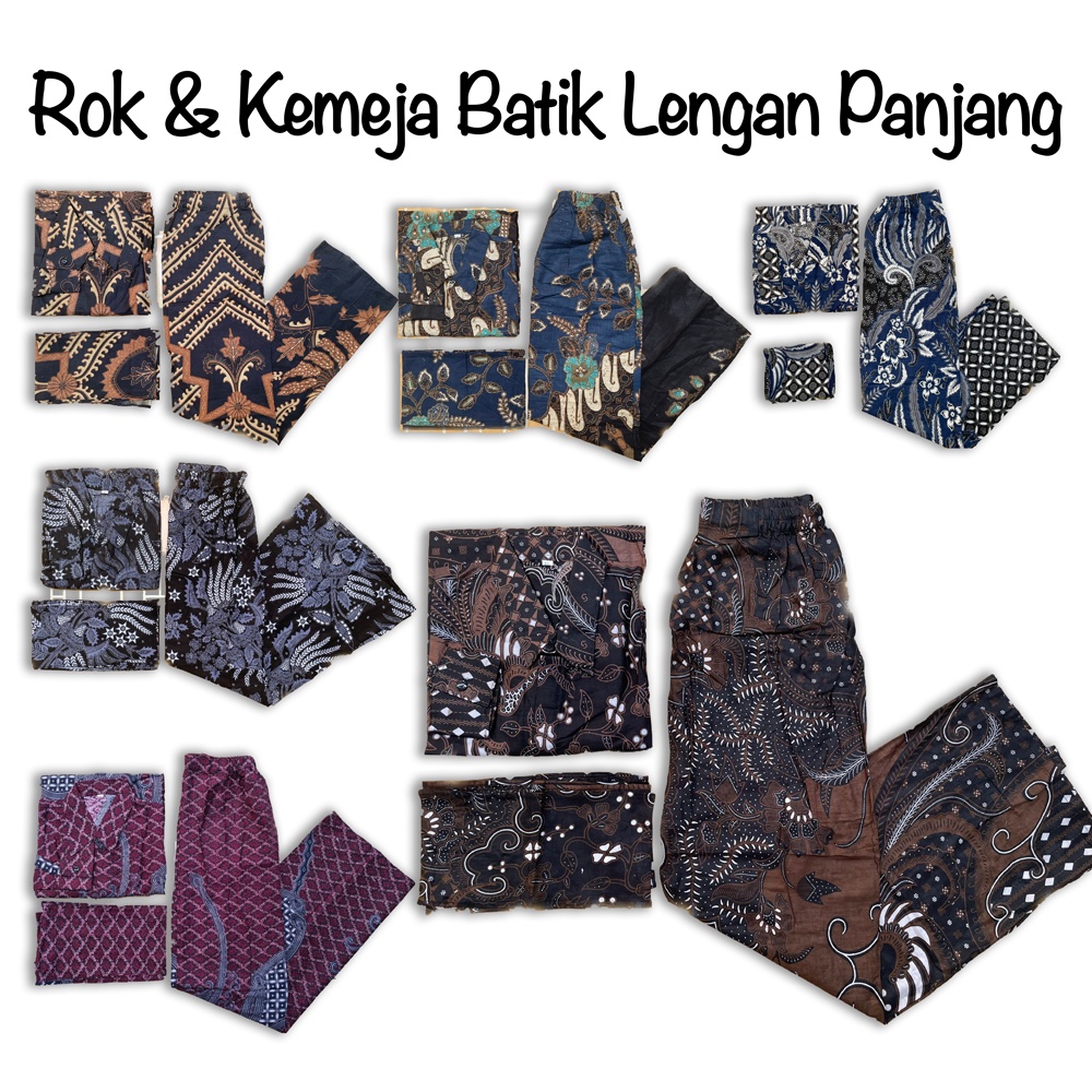 Batik Couple Rok span &amp; Kemeja Panjang Batik Lengan Panjang Aneka Motif