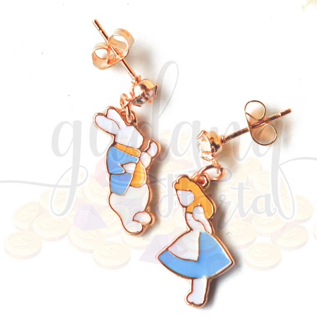 Anting Stud Alice And Rabbit Lucu Unik Anting Jepit GH 203130