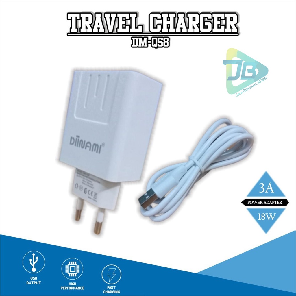 Q58 Charger DIINAMI Power 3A 18W Quick Charging TIPE C USB Fast Charging Port Smart Protection Garansi Resmi 1 Tahun JB5302