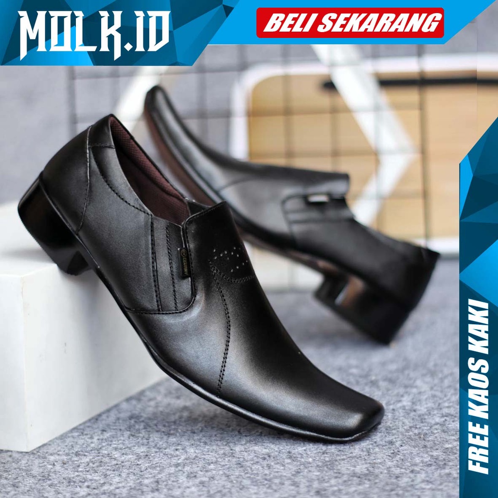 MOLK|Sepatu Formal Pantofel Pria Hitam Kulit Asli Kerja Kantoran Original