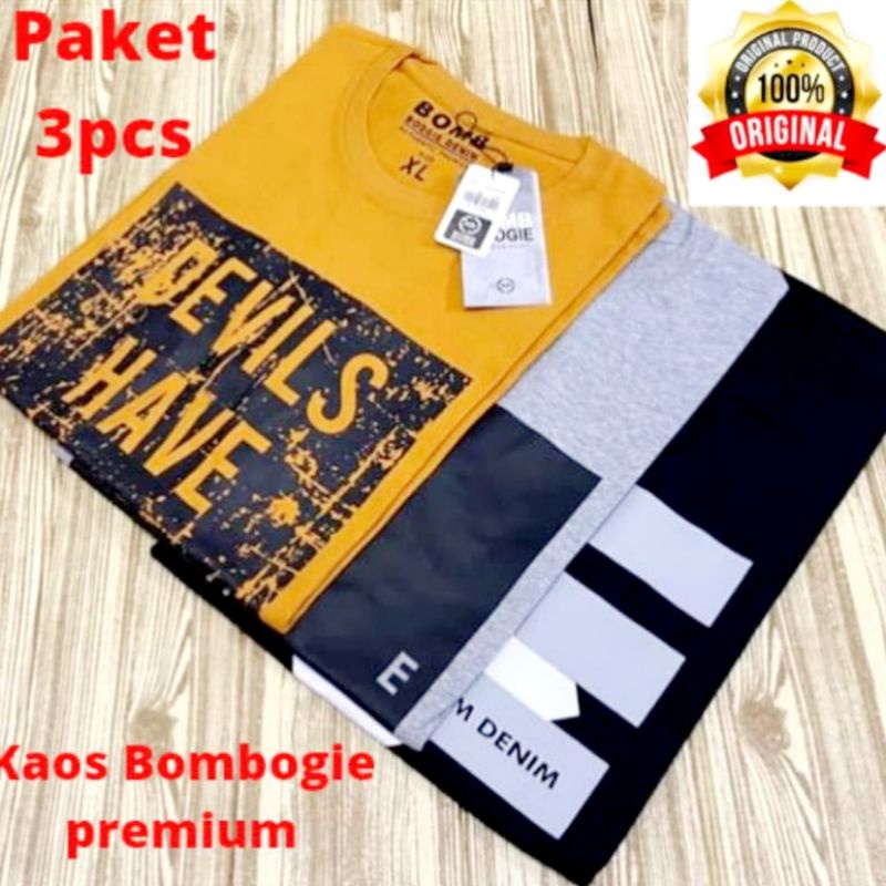 paket 3pcs random / kaos bomboogie original 3pcs 100 / baju 3pcs 100/kaos pria distro keren terbaru