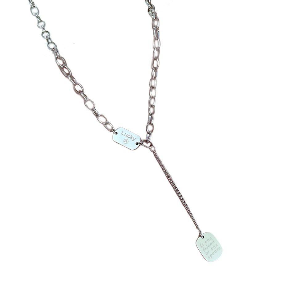 NEEDWAY Needway Wanita Kalung Pesta Keren Huruf Untuk Dewasa Hiphop Baja Titanium Pria Rantai Kalung
