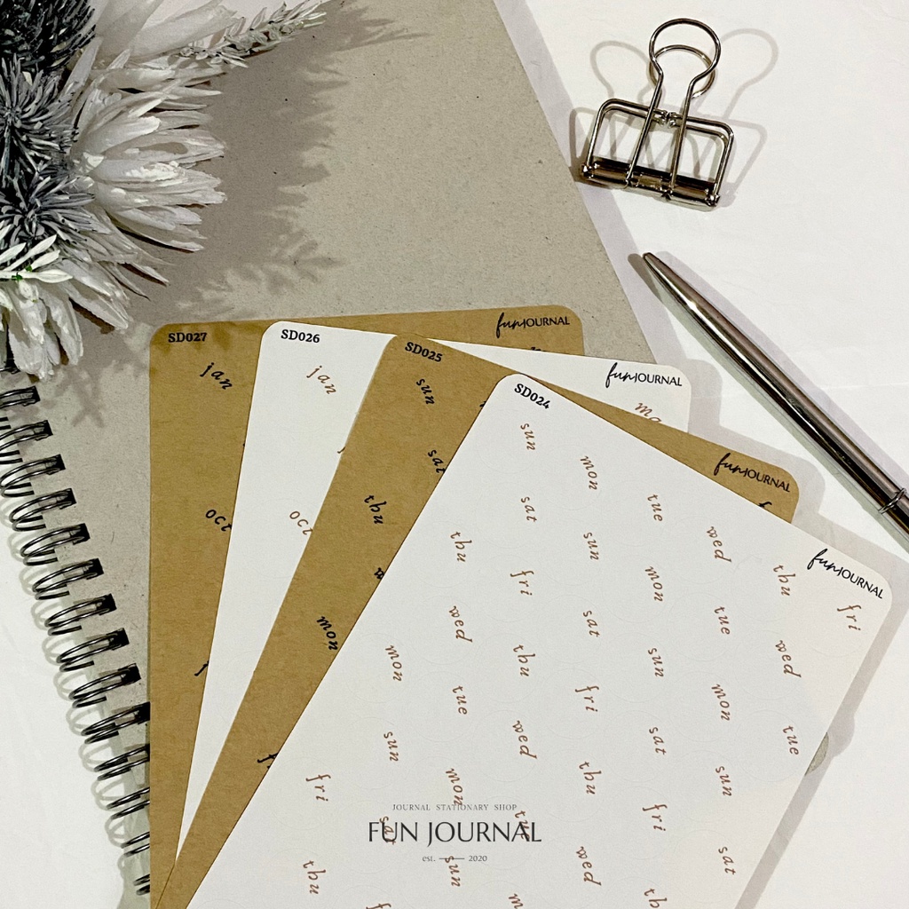 

DAY AND MONTH ROUND STICKER STIKER SHEET UNTUK JOURNAL JURNAL PLANNING PLANNER SCRAPBOOK DIY BUJO