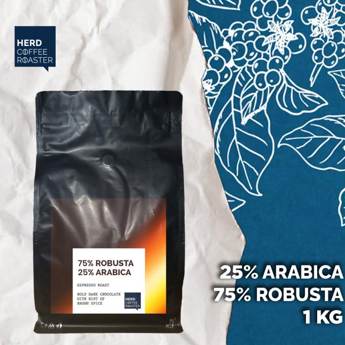 

BIJI KOPI 1KG 25:75 espresso blend es kopi susu arabica robusta grosir