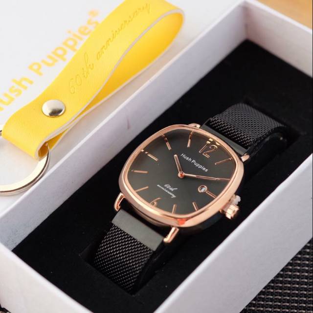JAM TANGAN WANITA HUSH PUPPIES RANTAI MAGNET TANGGAL AKTIF FREE GANTUNG