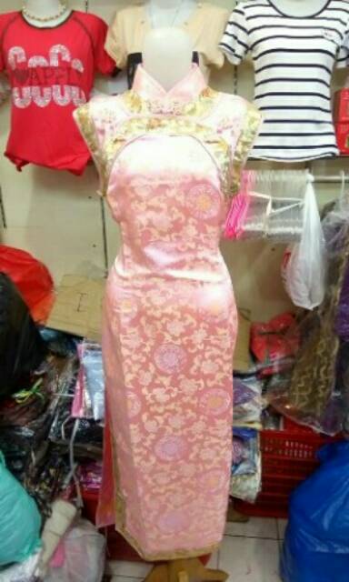 Cheongsam Long Dress Bahan Semi Sutera