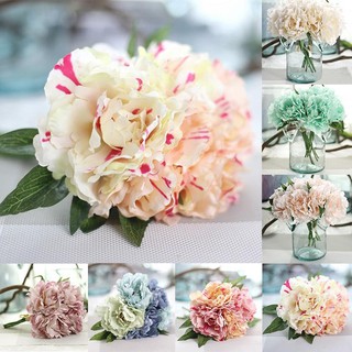 Diy Blue Peony Bouquet Artificial Silk Flowers Wedding Bridal Home Decor