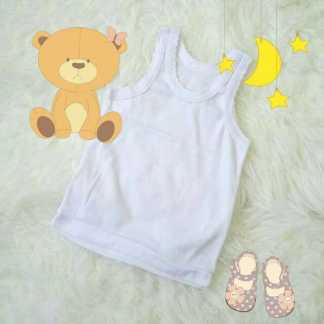 SINGLET ANAK UNISEX PUTIH TK SD SIZE S M  L XL 3L 4L -ALEXAGROSIR