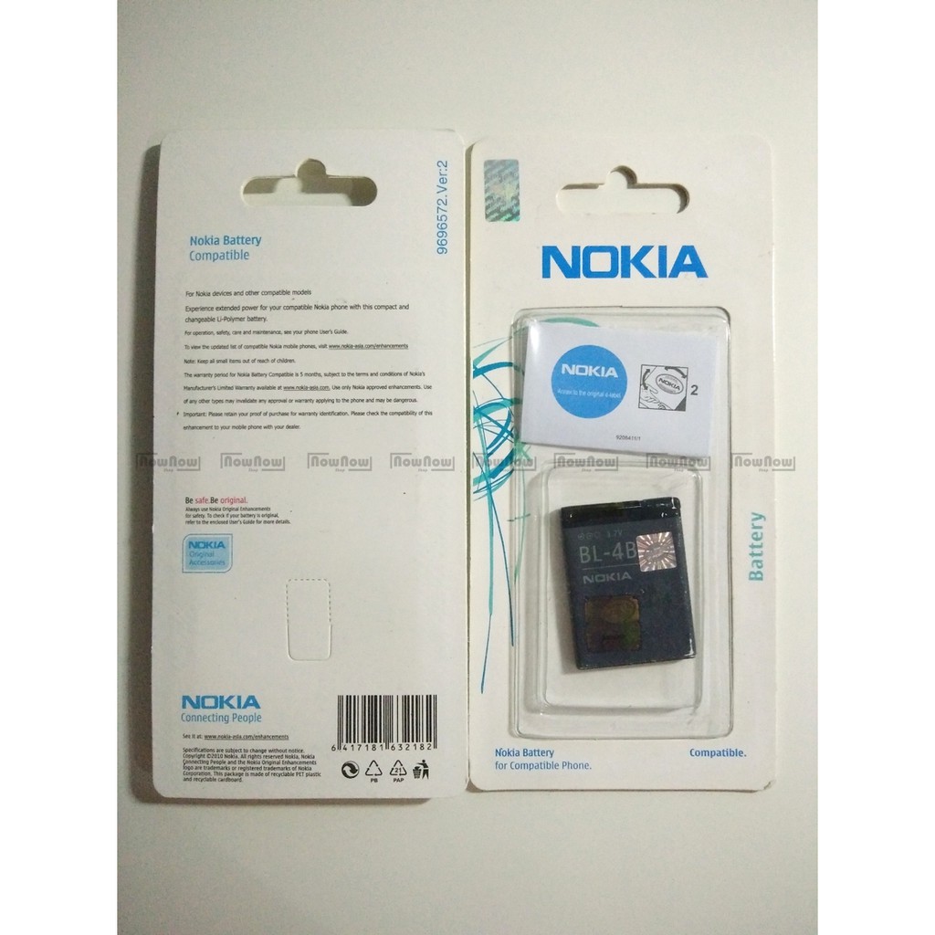 Baterai Nokia 2505 2605 Mirage 2630 2660 2760 3606 5000 6111 BL-4B BL4B Original OEM Batre Battery