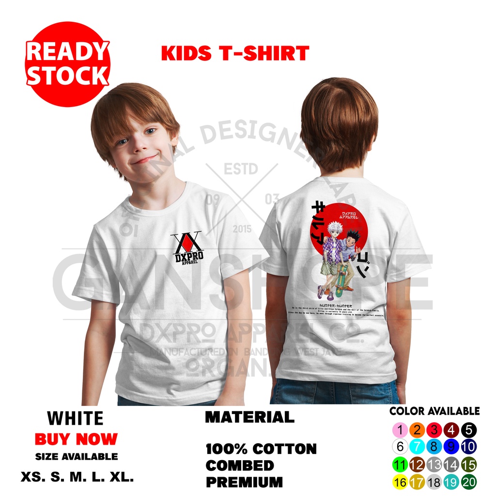 BAJU DISTRO ANAK ANIME LOGO KILLUA GON HUNTER PREMIUM