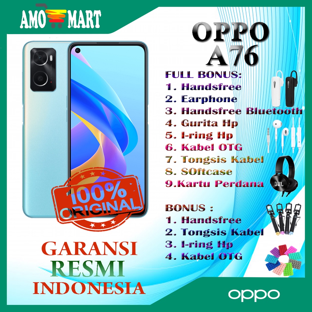 HP OPPO A76 RAM 6/128 GB NEW 100% ORI GARANSI RESMI OPPO INDONESIA