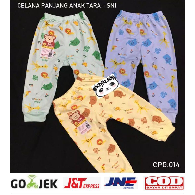 3pcs_celana panjang Tara warna full print / celana panjang bayi warna/perlengkapan bayi