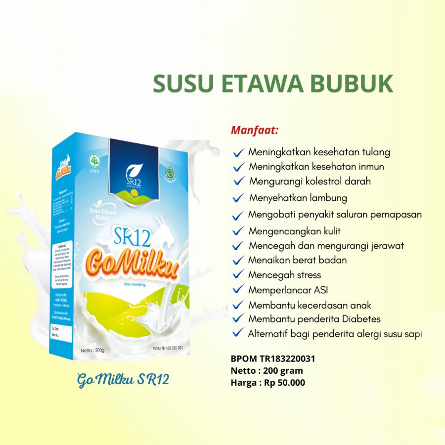 

Go Milku SR12 Susu Bubuk Kambing Etawa Plus Madu - BPOM Halal