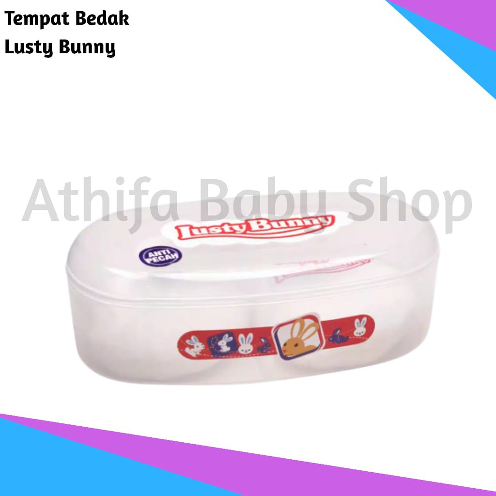 Tempat Bedak Bayi Lusty Bunny Anti Pecah 2 in 1 Tempat Bedak Tabur Bayi TB-1530 Ovale Case BPA FREE