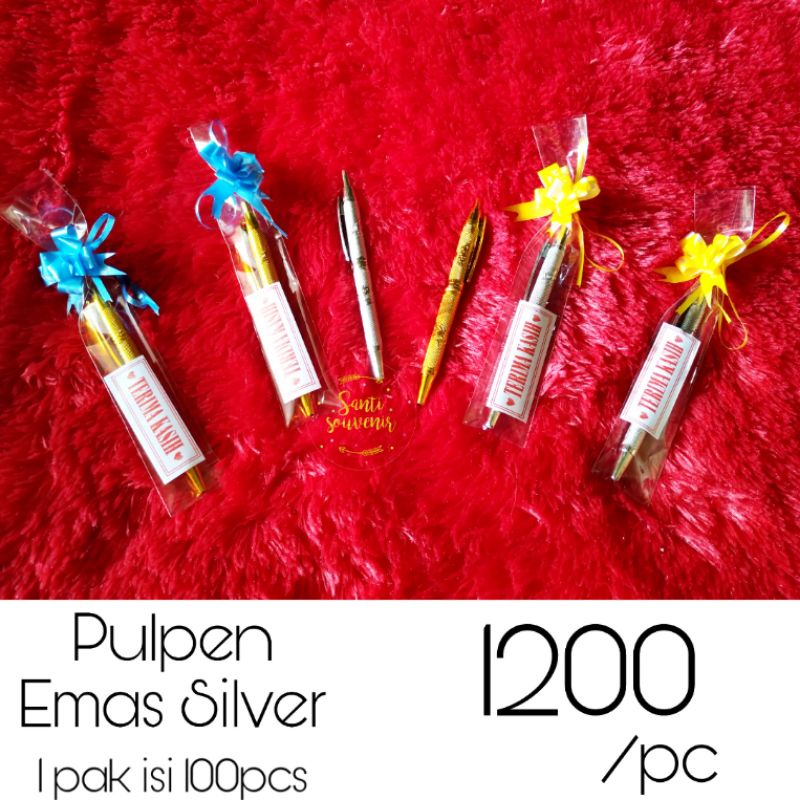 

Souvenir Pernikahan Pulpen Emas / Silver isi 100pcs