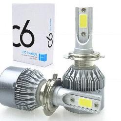 マ Lampu Utama Mobil LED Headlight C6 SILVER H1 H3 H4 H7 H11 HB3 HB4 36 Watt 36W Motor 9005 9006 H8 H