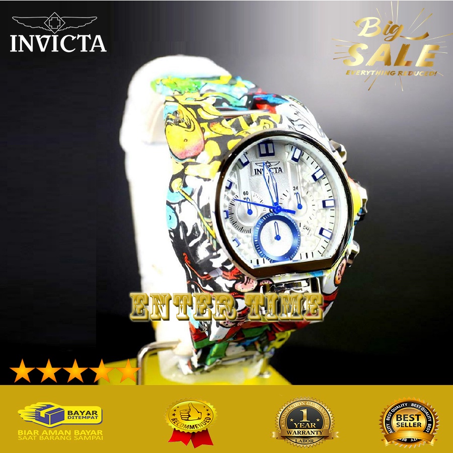 COD  JAM TANGAN PRIA BRANDED INVICTA RESERVE BOLT ZEUS GRAFITTI BLUE-32417 STAINLESS STEEL JAM TANGA