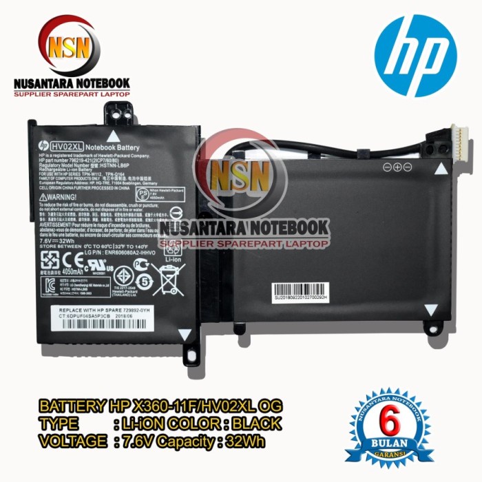 Baterai Laptop HP PAVILION X360-11F 11-F 11-K HV02XL ORIGINAL