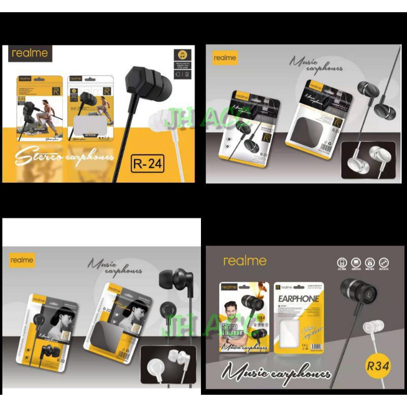 HEADSET HANSFREE REALME + MIC R24 / R31  / R34 / R42 STEREO