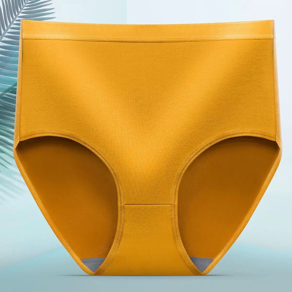 LINGERIEMASTER - (C-18) Celana Dalam HIGH WAIST Sutra Wanita Brief Underwear CD Silk Lembut Wanita-C-18 Kuning