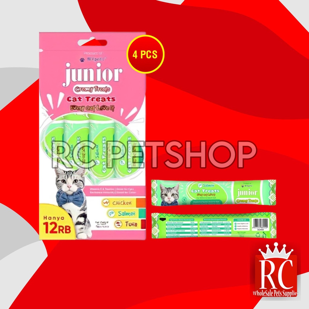 Junior Creamy Treats Cemilan Kucing Cat Food Snack 15GR X 4 Pcs