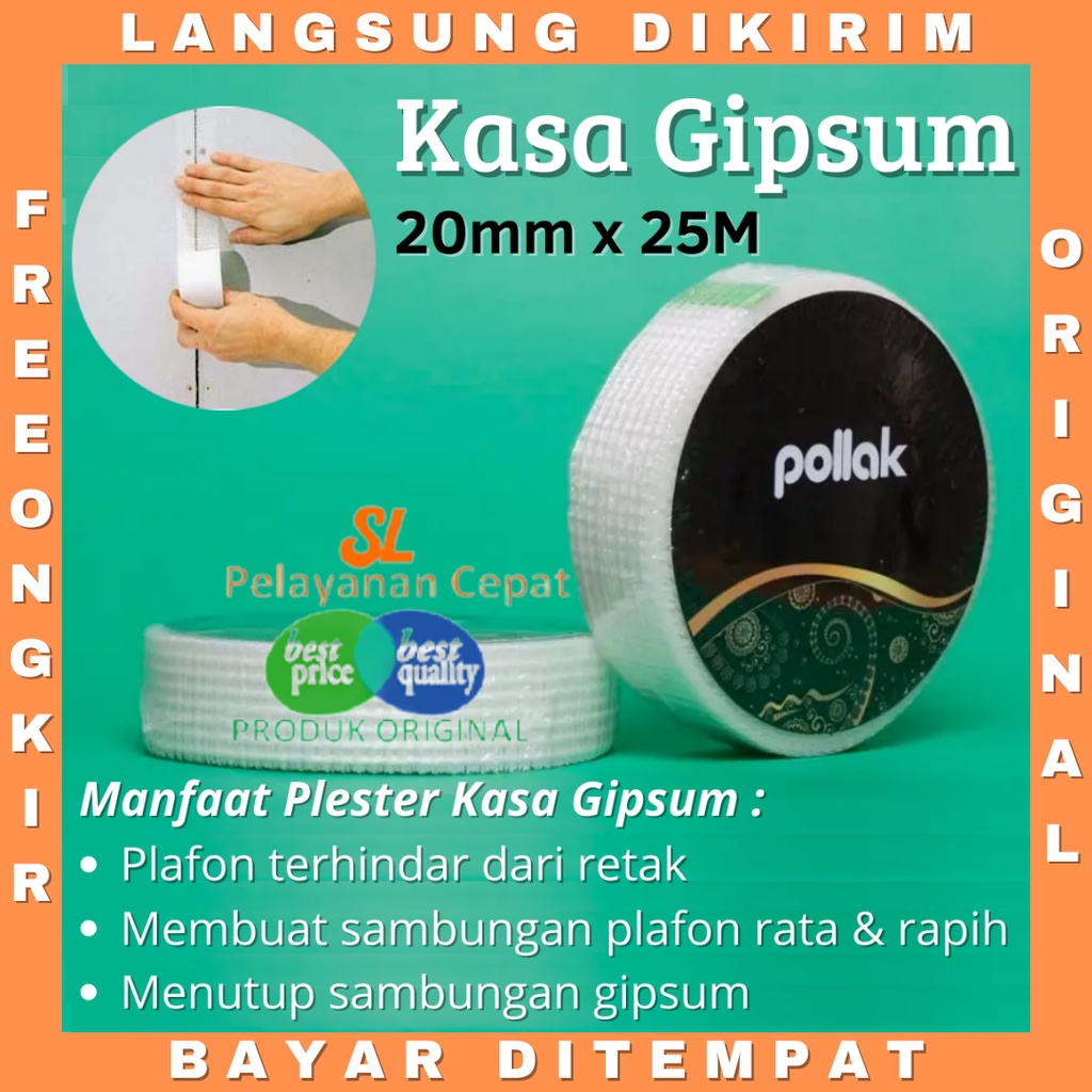 Kasa Perekat Sambungan Gipsum Plafon Gypsum Fiber Glass Jointing Tape