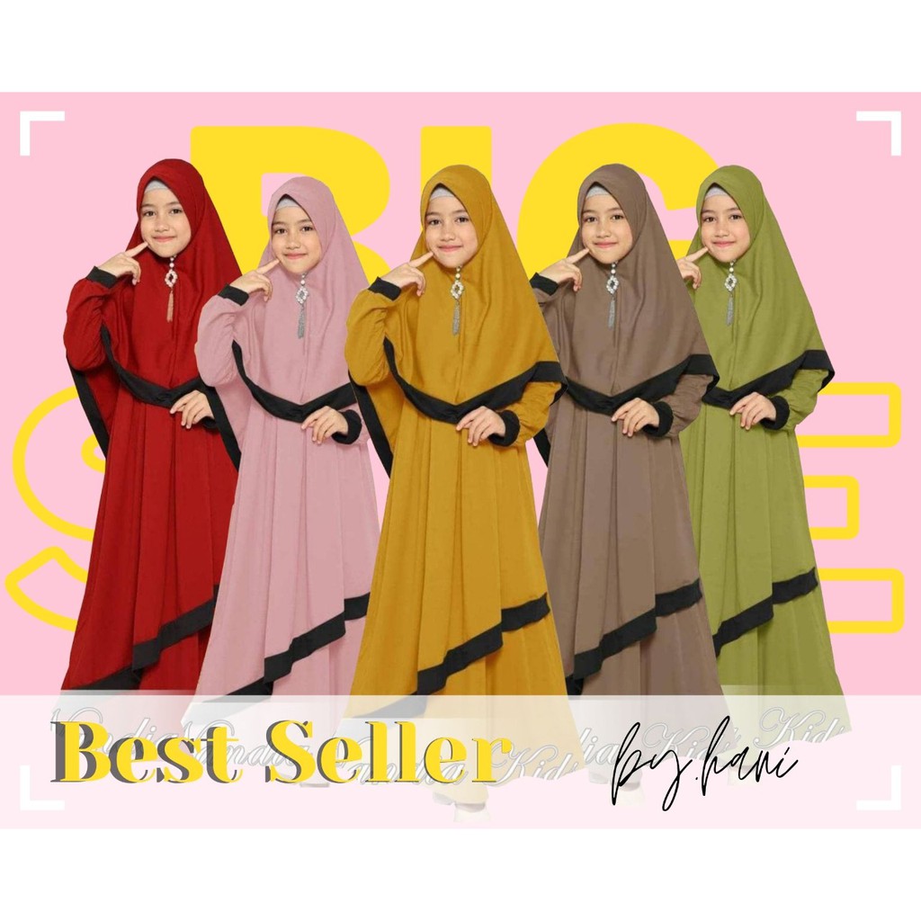 Gamis NANDIA set jersey gamis remaja gamis Tanggung baju gamis muslim SYARI Usia 8-14Tahun