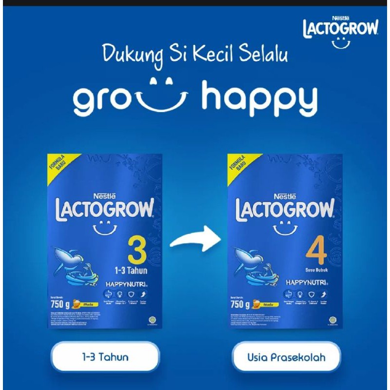 LACTOGROW 3 & LACTOGROW 4 SUSU FORMULA NESTLE RASA MADU, VANILA, PLAIN