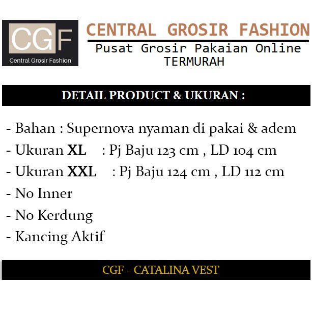 Vest Catalina - Central Grosir Fashion (CGF) - Ukuran XL-XXL - Matt Katun Supernova