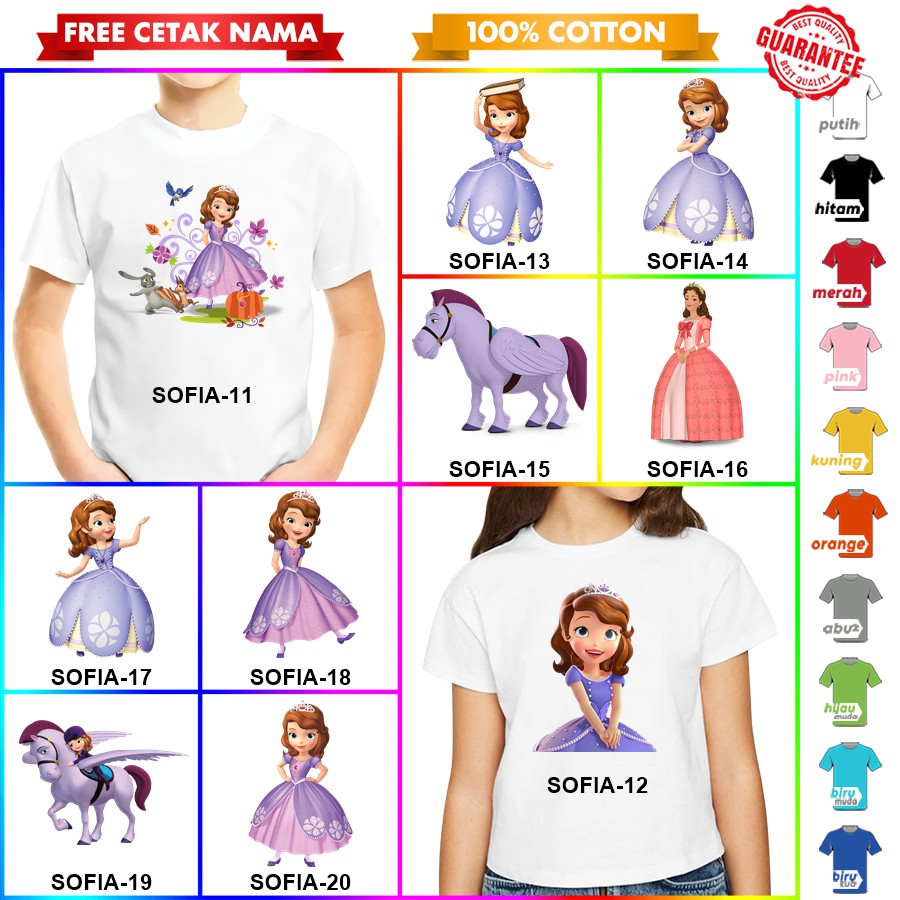 [FREE NAMA!!] Baju Kaos COUPLE  ANAK DAN DEWASA SOFIA BANYAK MOTIF