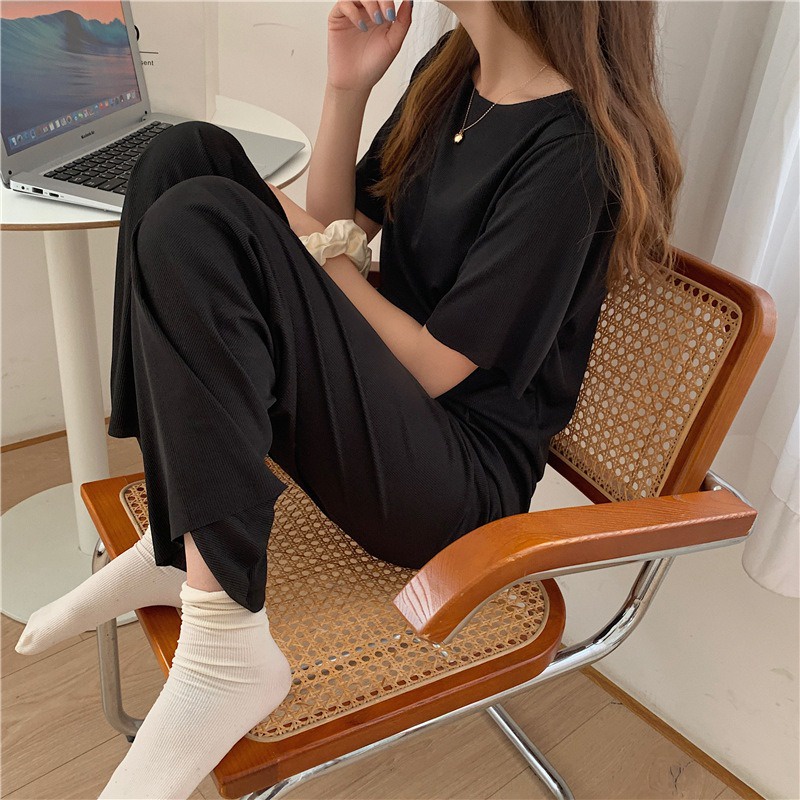 BAJU TIDUR WANITA PIYAMA WANITA PIYAMA PANJANG WANITA BAJU TIDUR PANJANG WANITA BAJU TIDUR PIYAMA PIYAMA LENGAN PENDEK BAJU TIDUR WANITA POLOS THARA LONG SET-7