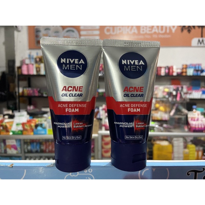 50 ml - nivea man acne defence facial foam -- sabun cuci wajah nivea man acne defence