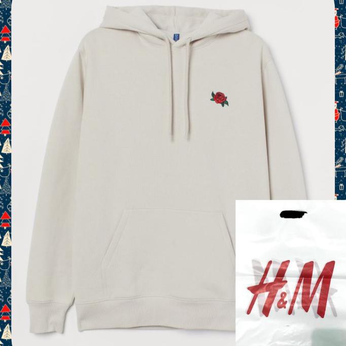 Produk Terbaru Hoodie H&M Hnm Lil Rose Cream Chest Bordir - M