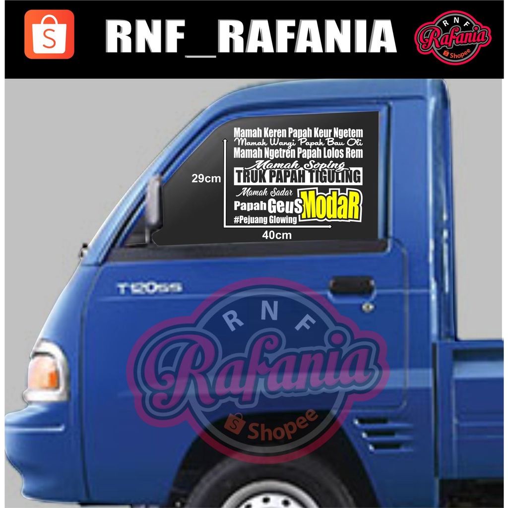 STICKER SKOTLET KACA PINTU/BODY MOBIL TRUCK/PICK UP/L300 Mamah Shopping Truck papah Tiguling