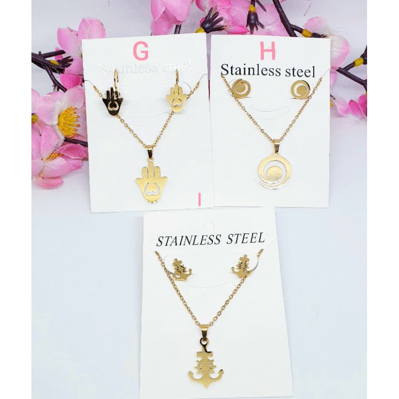 Kalung + Anting Set Titanium Model Simple Anti Karat &amp; Alergi