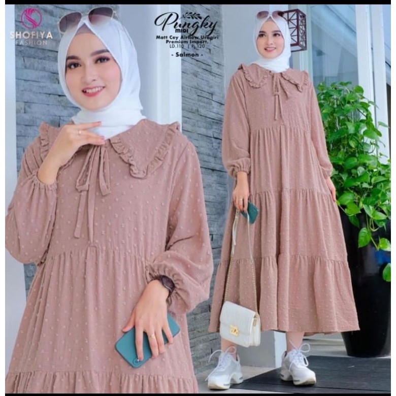 ZAMIRA MIDI DRESS/MIDI TERBARU/MIDI KEKINIAN/Crincle Uragiri