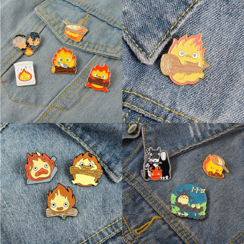 Bros Pin Desain Anime Totoro Howl 's Moving Castle 12 Gaya Untuk Aksesoris Pakaian