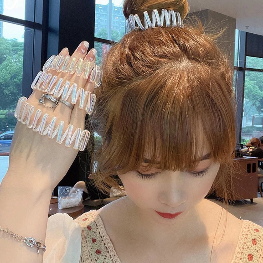 Korean INS Mermaid Phone Line Hair Ties Rope / Fashion Wide-brimmed Telephone Line Hair Ring / Women Elastic Rubber Hair bands / Girls Seamless Head Rope Bracelet Hair Accessories