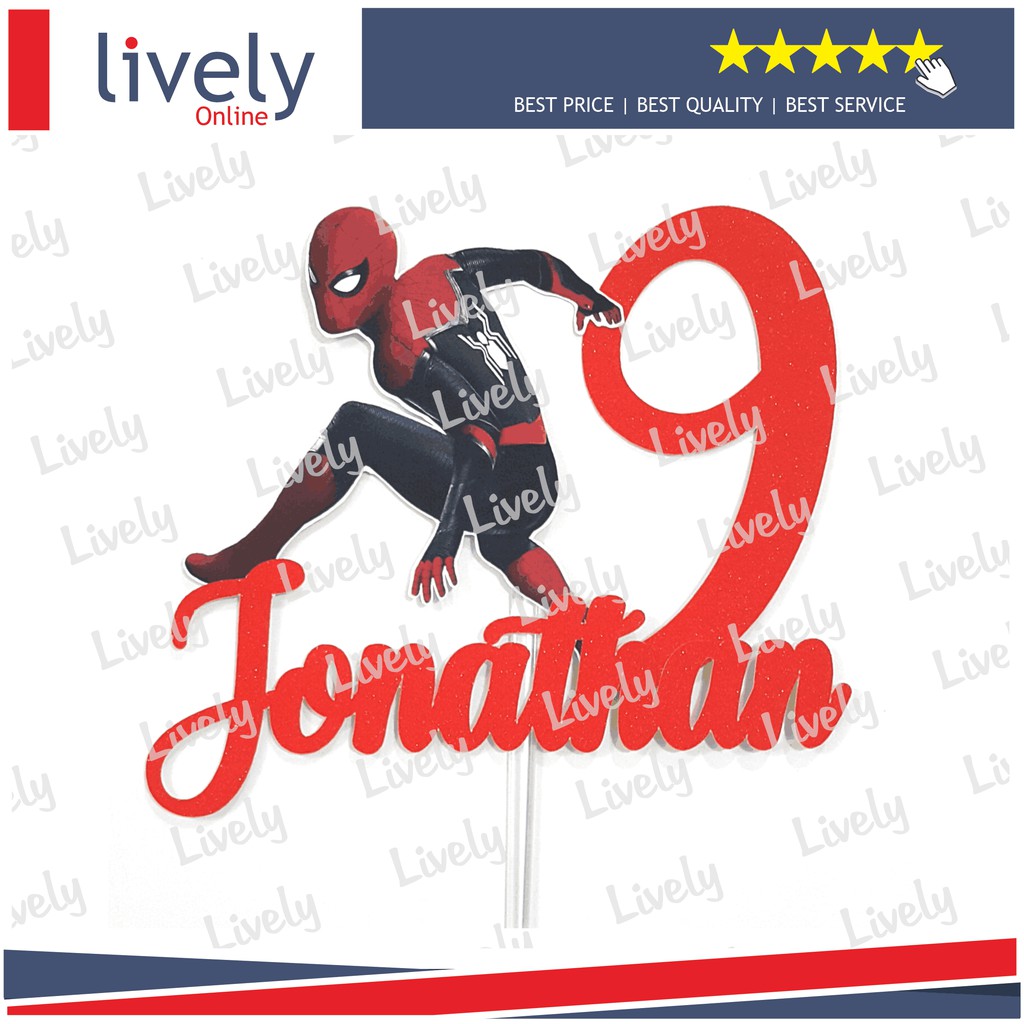 CUSTOM NAMA CUTTING CAKE TOPPER KARAKTER SPIDERMAN 01 HIASAN KUE